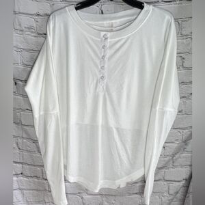 Fp Movement Twice As Nice Henley Size XS White Long Sleeve Top